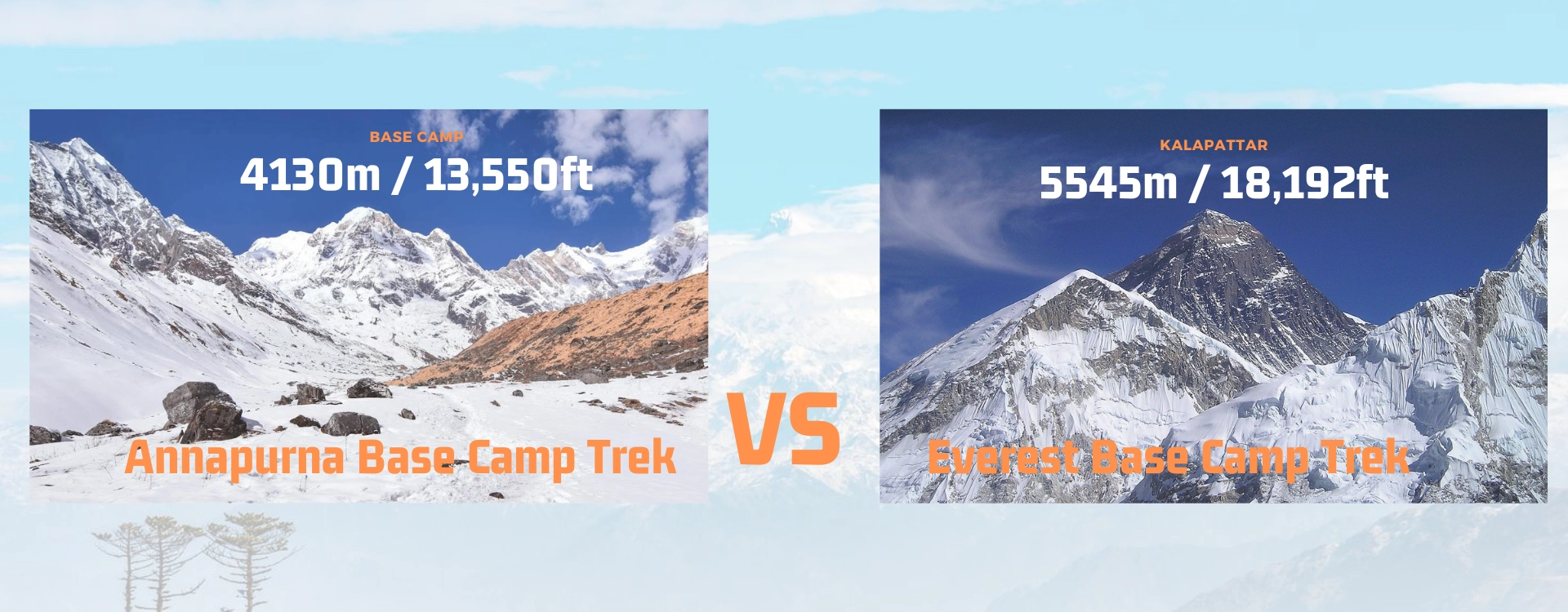 comparision between Everest Base Camp Trek and Annapurna Base Camp Trek