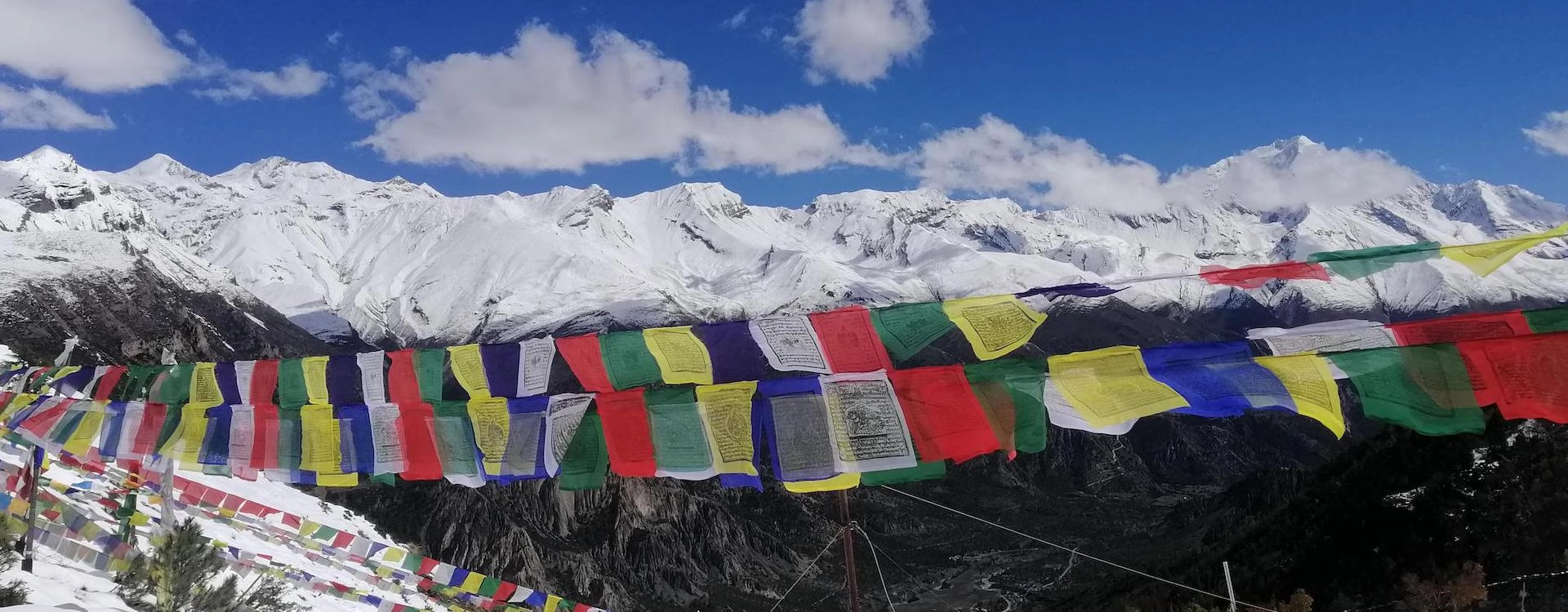 Snow covered Manang during Annapurna Circuit Trek at winter