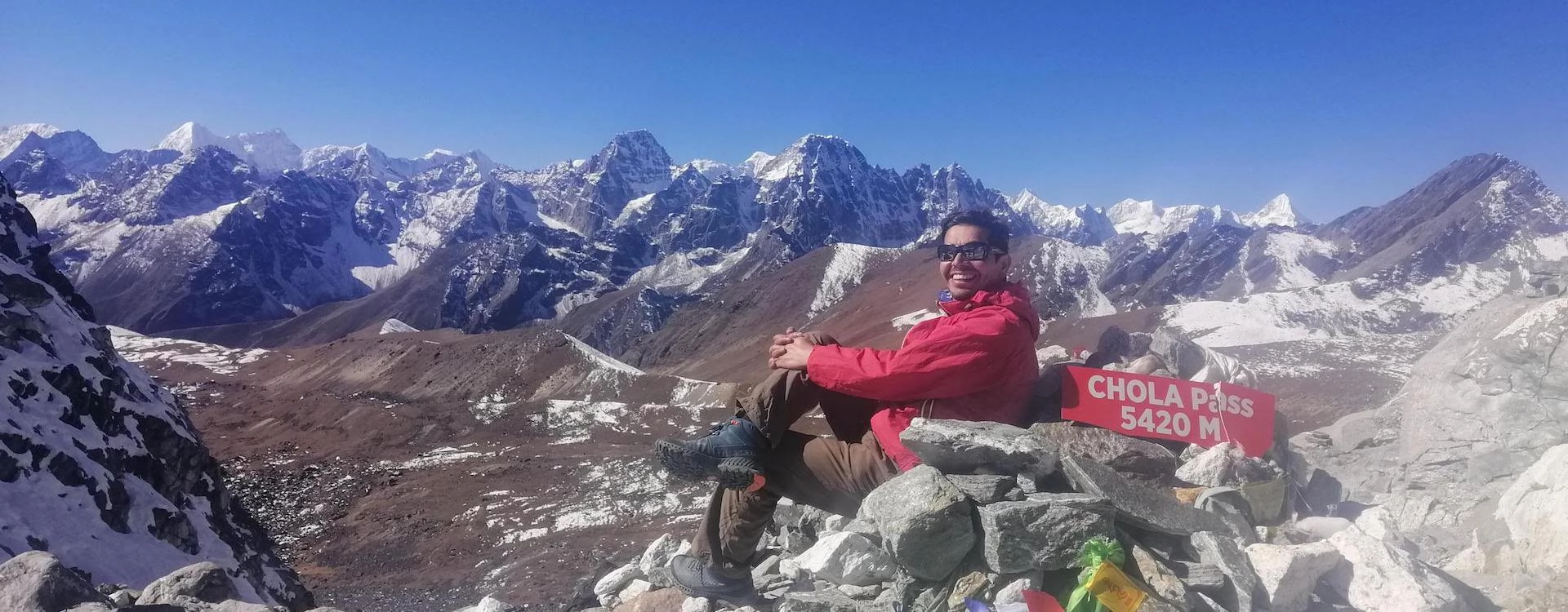 Mr Binaya Posing for Photgraph from Chola Pass