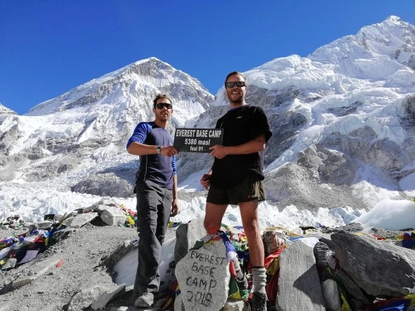 Trekkers Cheers up at Famous Everest Base Camp trek